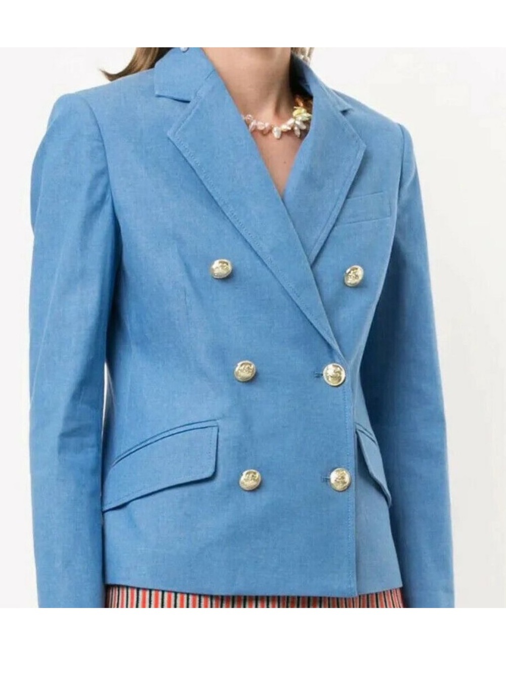 Derek Lam 10 Crosby Blue Double Breasted Blazer Jacket Size 6